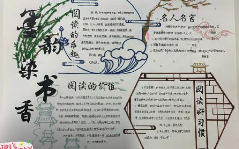 墨染韵书香手抄报 阅读手抄报图片含内容文字