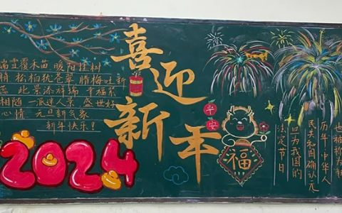 2024喜迎新年黑板报 新年黑板报喜庆图片素材