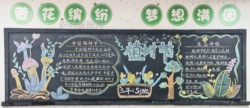 三年级植树节主题黑板报 植树节黑板报内容文字+图片（3张）