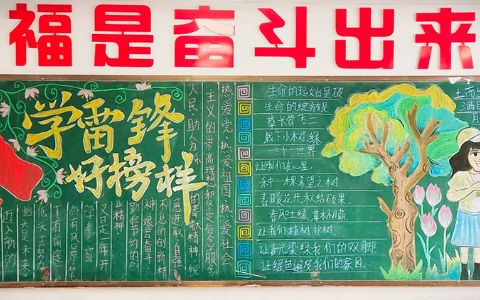 “增添绿意，拥抱春天”小学生植树节黑板报图片（3张）