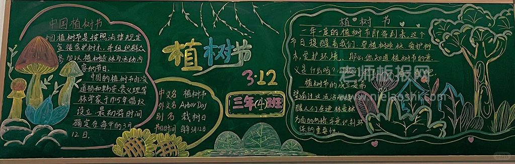 小学中年级”3.12植树节“主题黑板报图片（3张）植树节黑板报