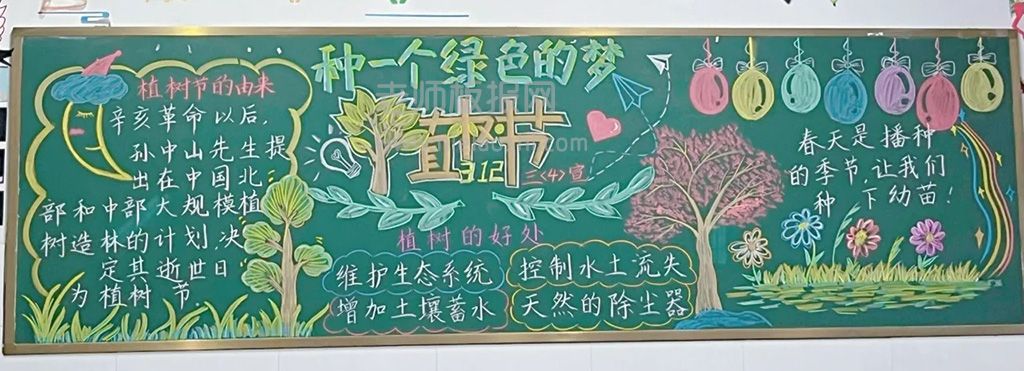 三月学雷锋植树黑板报 植树节黑板报图片（3张）