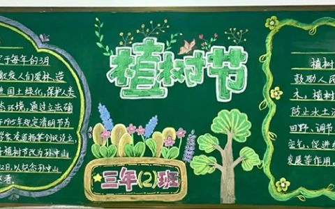 《植树护绿美化家园》植树节校园黑板报图片（2张）