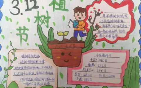 3张小学生”植树节“专题手抄报简单好画