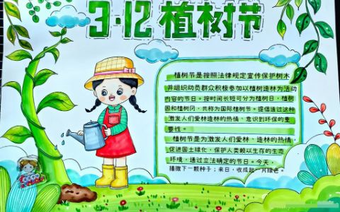 3·12植树节手抄报图片（3张） 绿色植树·拥抱未来植树节主题手抄报