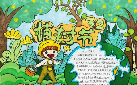 312植树节手抄报图片（2张）“爱绿护绿，保护环境”植树节手抄报