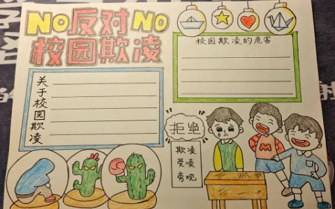 对校园欺凌说“NO” 关于校园防欺凌手抄报怎么画