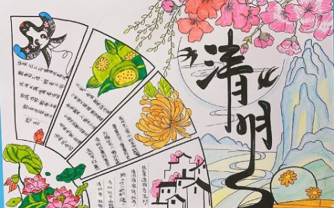 ”清明节 踏青去“2024清明节主题手抄报漂亮绘画图片（1张）