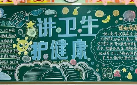 讲卫生护健康黑板报 卫生黑板报粉笔画