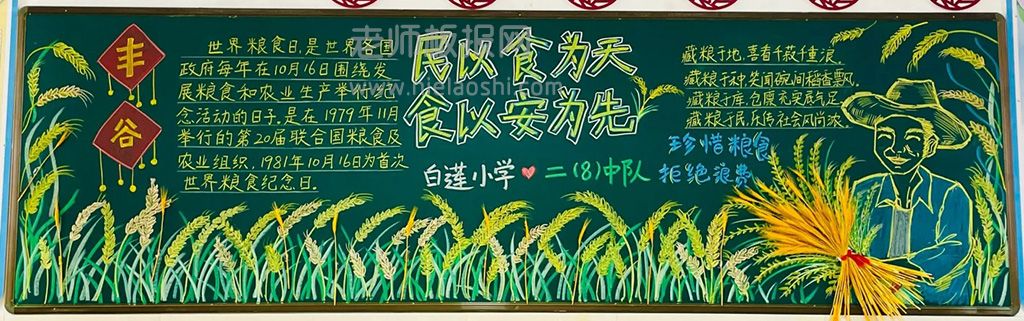 《民以食为天·食以安为先》世界粮食日黑板报画（2张）