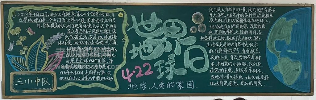 《爱护地球·珍惜资源》4·22世界地球日黑板报画（2张）