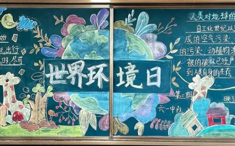 《低碳生活 绿色出行》世界环境日黑板报画（2张）