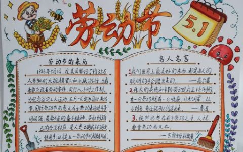 《中国梦 劳动美》5·1劳动节漂亮手抄报图片（1张）