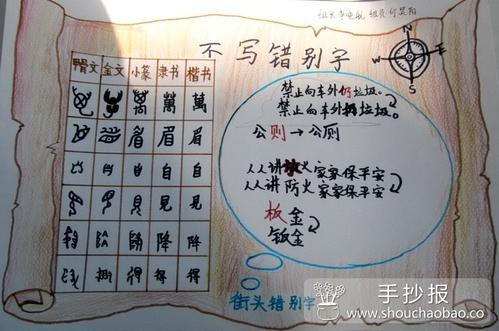 五年级关于汉字的简单手抄报 汉字的手抄报