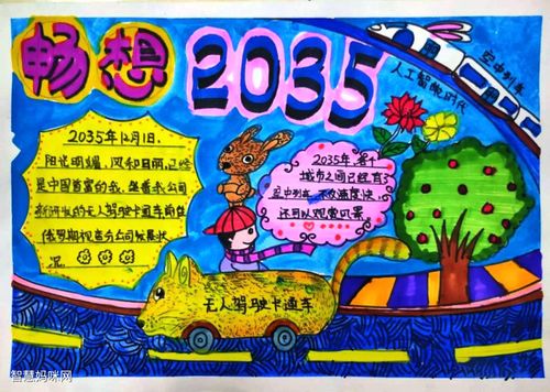 畅想2035年绘画图片手抄报 5年级手抄报