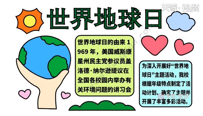 地球日手抄报简单字少 地球日手抄报简单字少 清楚 