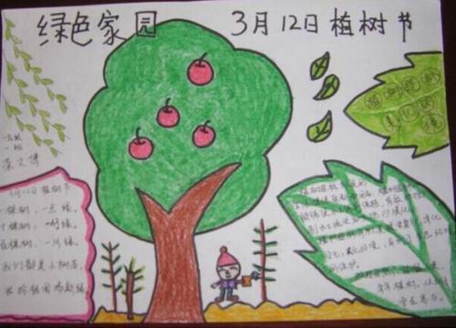 植树绘画作品一等奖手抄报 一等奖手抄报