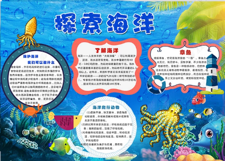 探秘海草世界的手抄报 海底世界的手抄报