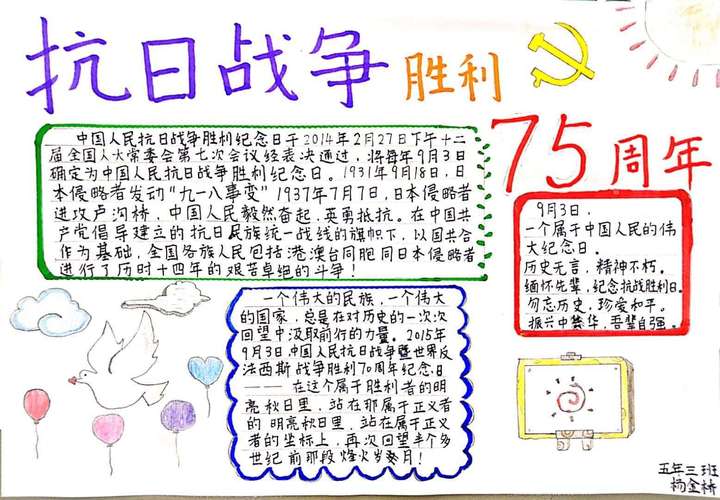 关于反法西斯胜利70周年的手抄报 70周年手抄报