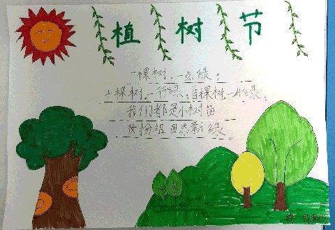 植树节手抄报画画图片 植树节手抄报 儿童画 