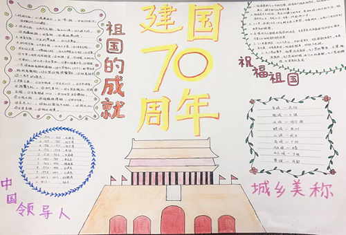 国庆70周年绘画一等奖手抄报 70周年手抄报