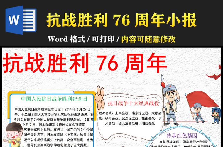 抗日战争胜利76周年手抄报 抗日战争手抄报