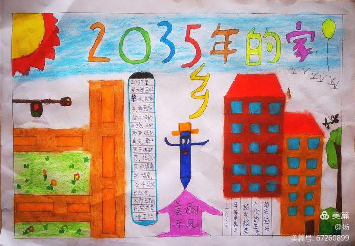 畅想2035年家乡绘画手抄报 5年级手抄报