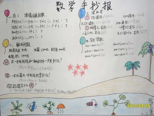 数学二年级又简单又漂亮的手抄报 数学二年级手抄报