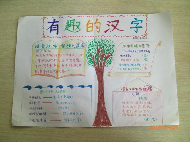 小学5年级汉字手抄报 5年级手抄报