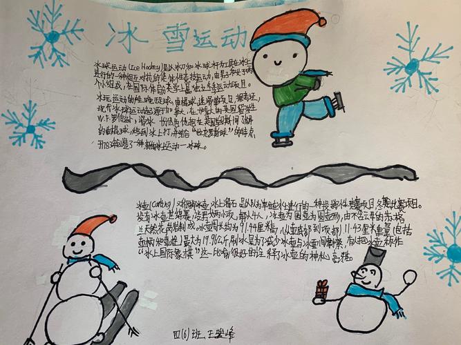 冰雪运动绘画手抄报 小学生冰雪手抄报