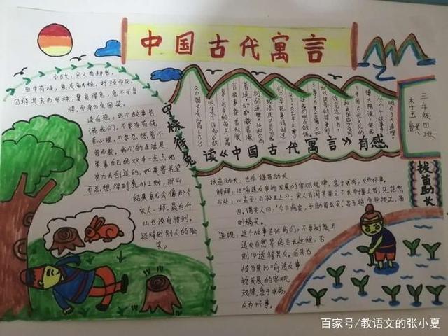 中国古代寓言故事绘画手抄报 伊索寓言手抄报