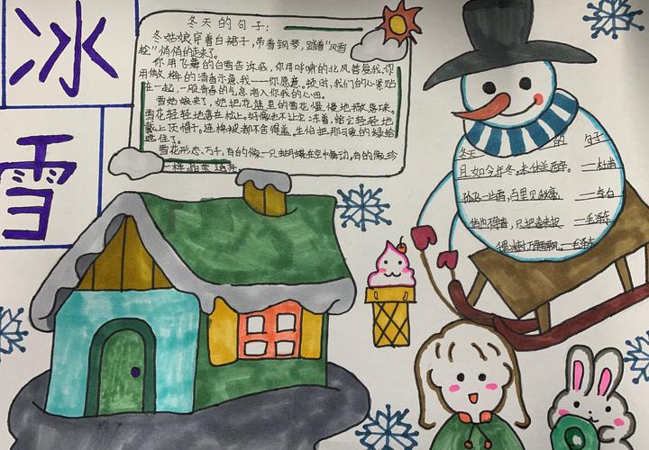 冰雪运动绘画手抄报 小学生冰雪手抄报