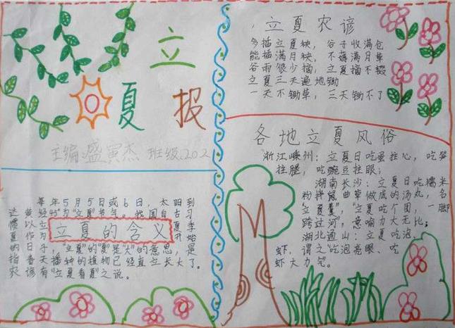 小学生立夏小满手抄报 小学生手抄报