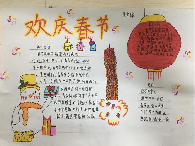 关于春节的手抄报小学生 手抄报简单又好看