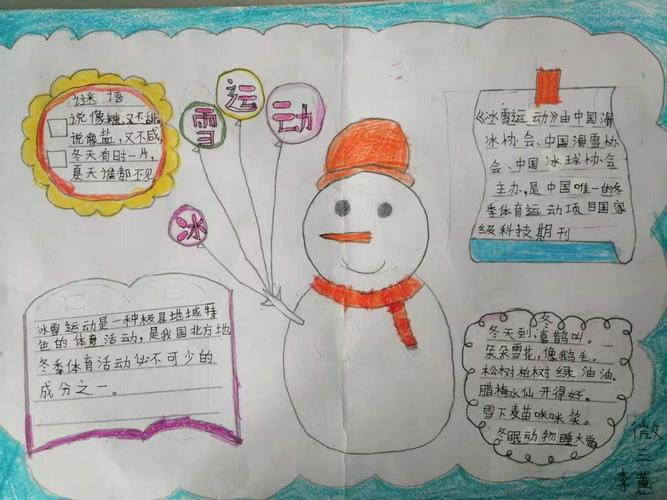 冰雪运动全民健身手抄报 小学生冰雪手抄报