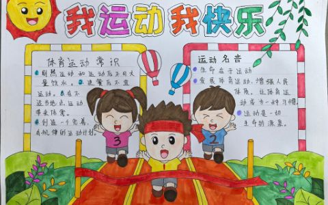 运动主题手抄报 我运动我快乐手抄报图片小学生简单漂亮