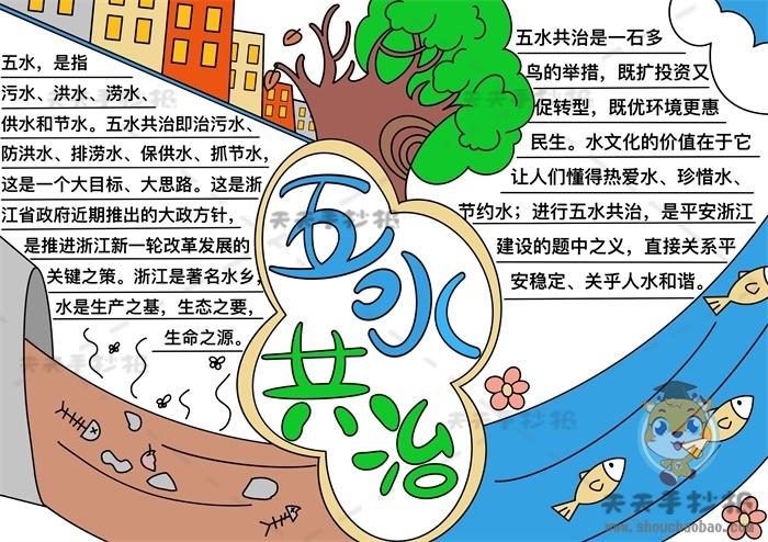 青山绿水共建美丽家园手抄报 五水共治手抄报