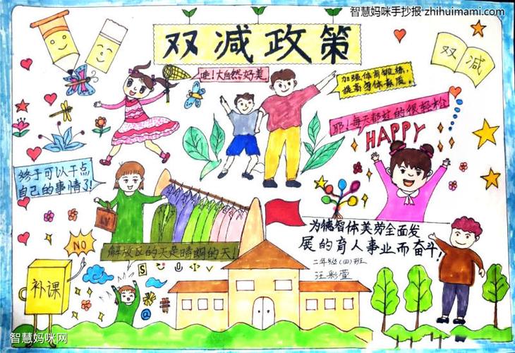 小学生双减五项管理手抄报 小学生手抄报