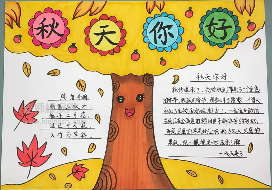 简单又好看的小学生一等奖秋天主题手抄报 秋天小报