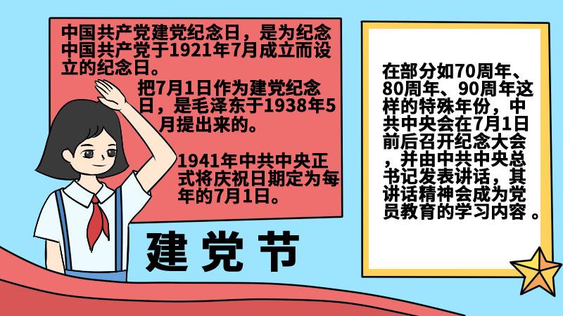 7月1日建党节二年级手抄报 建党节手抄报