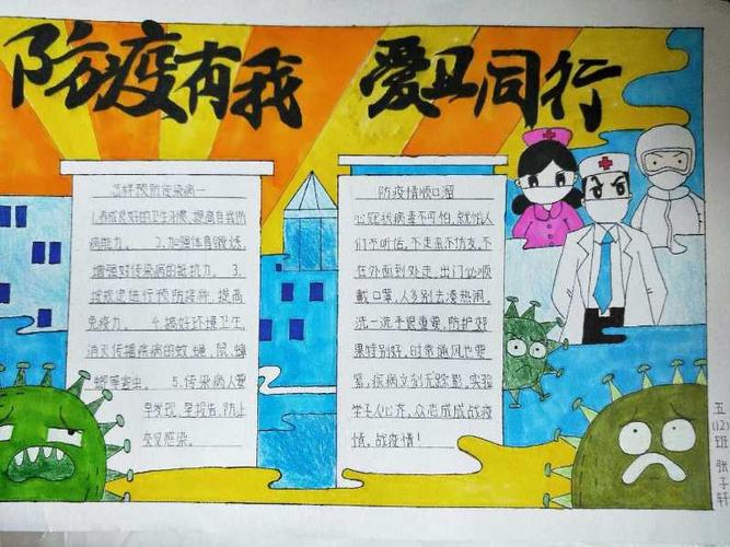 防疫有我爱卫同行小学生手抄报 小学生手抄报