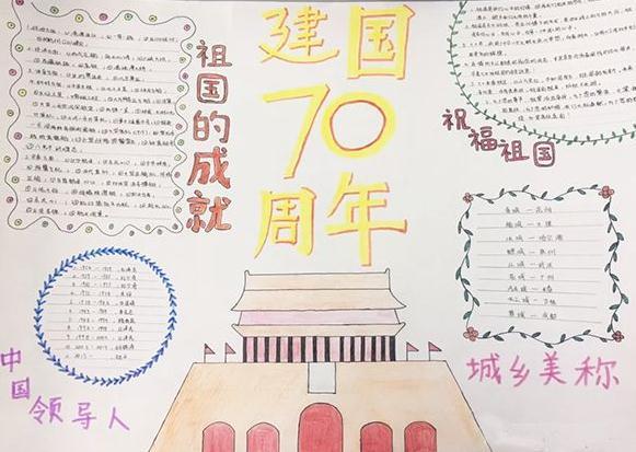 国庆节庆祝中国70周年的手抄报 70周年手抄报