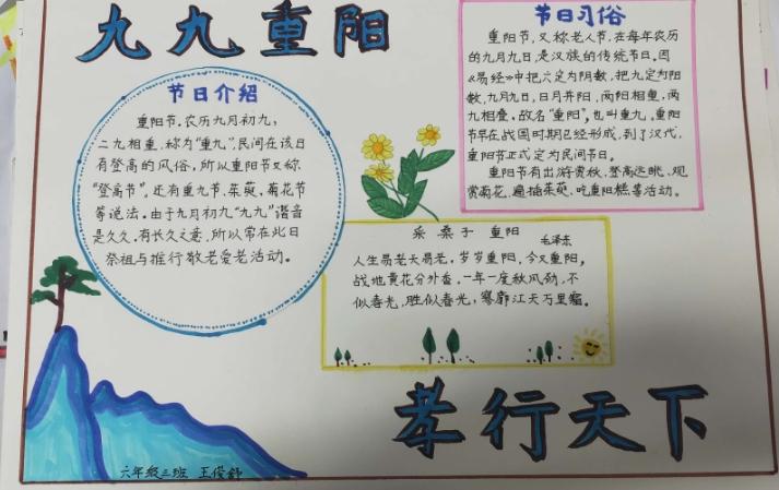 五六年级九九重阳节手抄报 九九重阳节手抄报