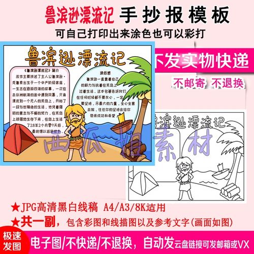 鲁滨逊漂流记摘抄手抄报 手抄报版面设计图