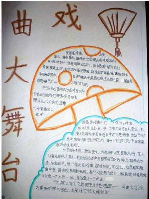 河北省家乡戏曲手抄报 戏曲大舞台手抄报