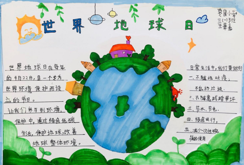 地球日主题绘画2年级手抄报 地球日手抄报