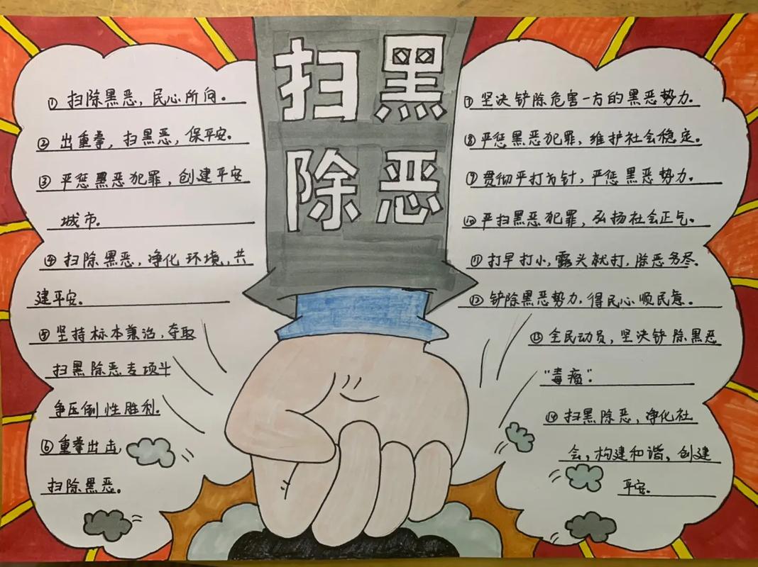 扫黑除恶图片大全简单的手抄报 扫黑除恶手抄报