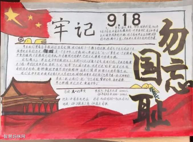 九一八事变最简单的手抄报 九一八事变手抄报