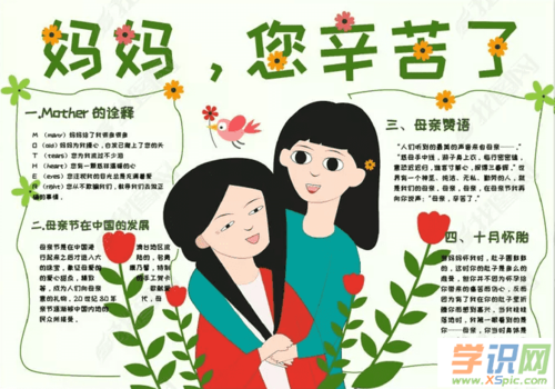 适合儿童画的母亲节手抄报 母亲节手抄报