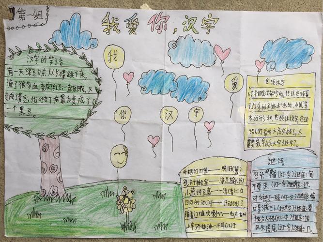 我爱你汉字和赞汉字结合的手抄报 我爱汉字手抄报